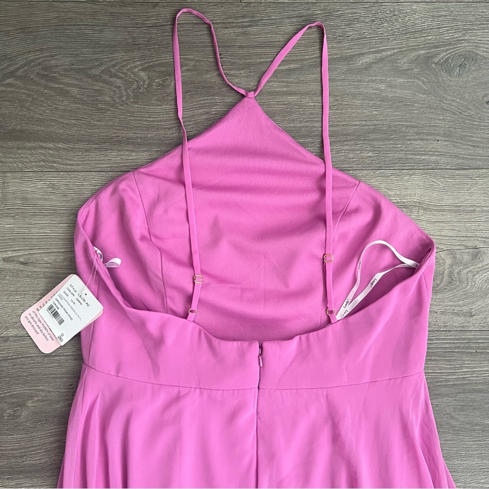 LOVELY Diamond Halter Maxi Dress Size 12 Orchid Pink Lux Chiffon Side Slit NWT - Picture 8 of 10